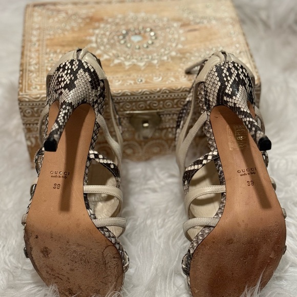Gucci Python Caged Pumps Leather & Suede Sandals # 258343 39 FITS like 8.5 - Picture 8 of 13